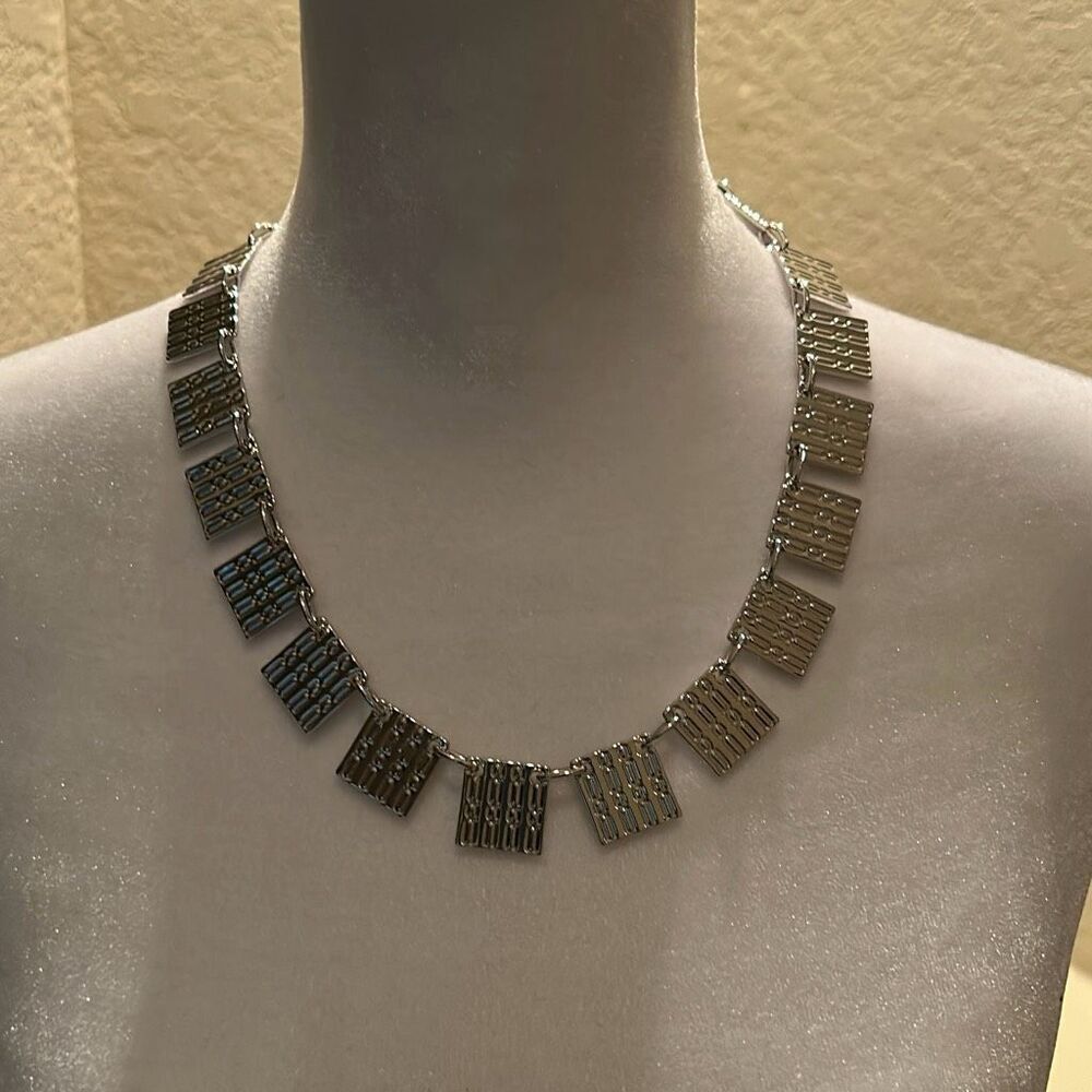 Christian Sirano Womens Silver Statement Necklace Chunky Square Chain Design New